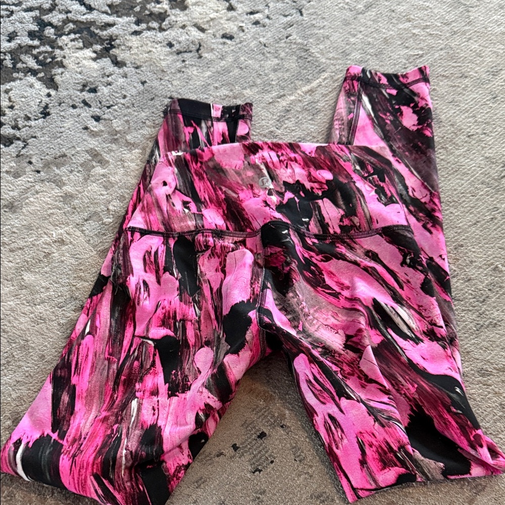 Lululemon Athletica Pink and Black Patterned Leggings